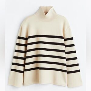 H&M Striped Cream and Black Women's Sweater